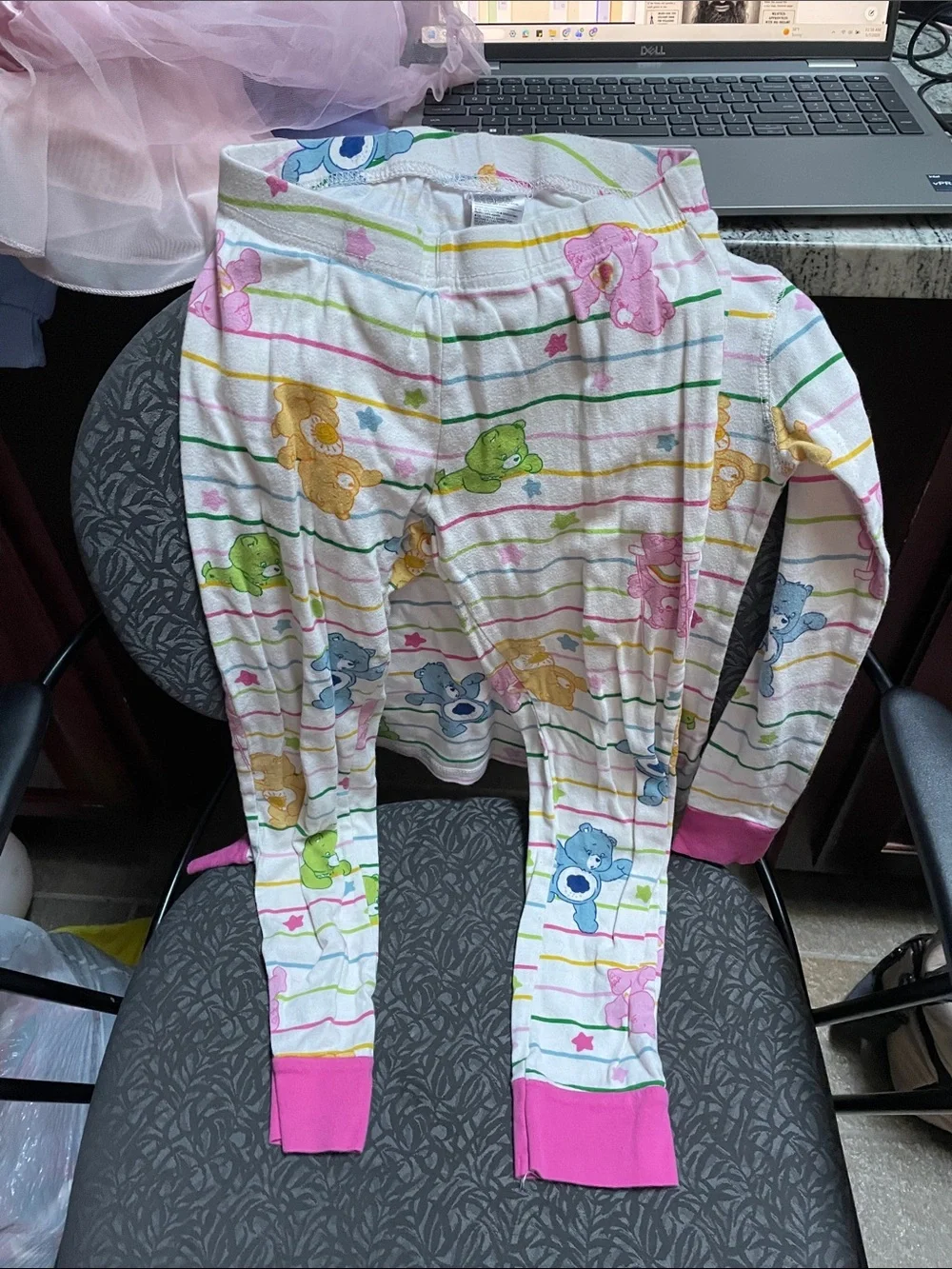 Care Bears Multicolor Striped Kids Pajama Set with Pink Trim